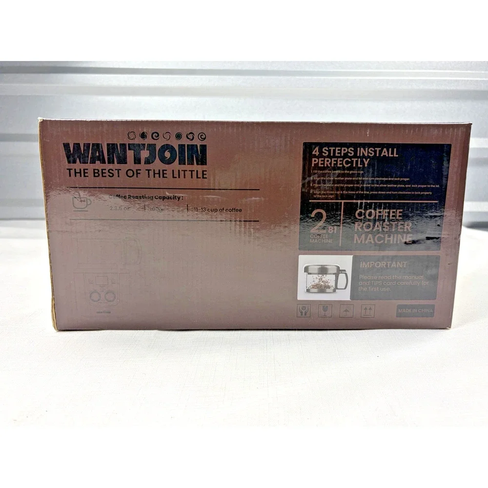 WANTJOIN Air Coffee Roaster 100g 2.35oz 1200W Programmable Display
